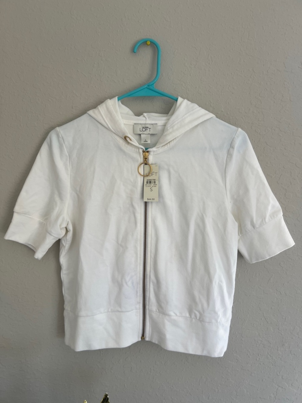 LOFT White soft Zip-Up top